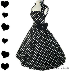 Polka Dot 50s Dress Pinup Full Skirt S M L XL XXL 1X Plus Black White Party
